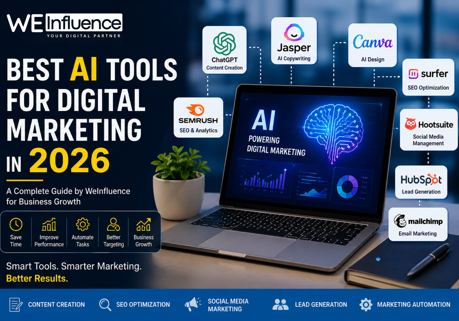 Best AI Tools for Digital Marketing in 2026: A Complete Guide by WeInfluence for Business Growth
